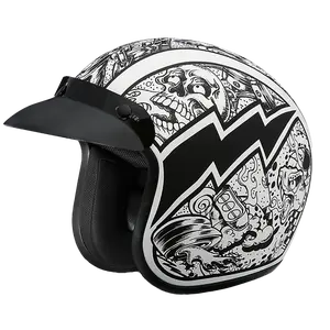 DOT Approved Daytona Cruiser Open Face Motorcycle Helmet - Men, Women & Youth - With Visor & Graphics - W/ Graffiti Vendor