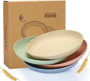 10 Inch Unbreaable Wheat Straw Dinner Plates, Set of 4 - Dishwasher Safe, , Lightweight