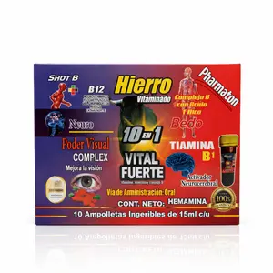 Hierro multi vitaminico 10 en 1 Contiene 10 micro botellas de 15ml - Health care Supplement Dietary Edible Fitness Bathroom Daily Energy & Wellness Support (10 x 15mL)