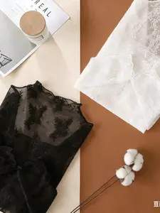 Women's 2pcs Long Sleeve Mesh Inner Layer , Sexy Sheer Design, Lace Base Layer