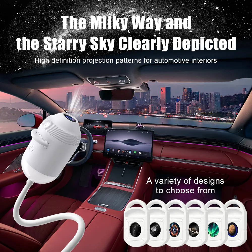 2-in-1 Galaxy Projection Night Light & Portable Starry SkyProjector (Includes 24Film Discs) - USB Mini LED PlanetariumLight, 360° Rotating Bedroom Ambient Light, Car RoofDecor - Gift for Kids and Adults