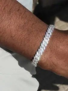 Men Women Hip Hop Bracelet Necklace Set, 8mm Full Rhinestone Copper Alloy Zirconia Jewelry, Simple Daily Accessory, Rhinestone Decor Bangles, Rhinestone Decorated Bracelet