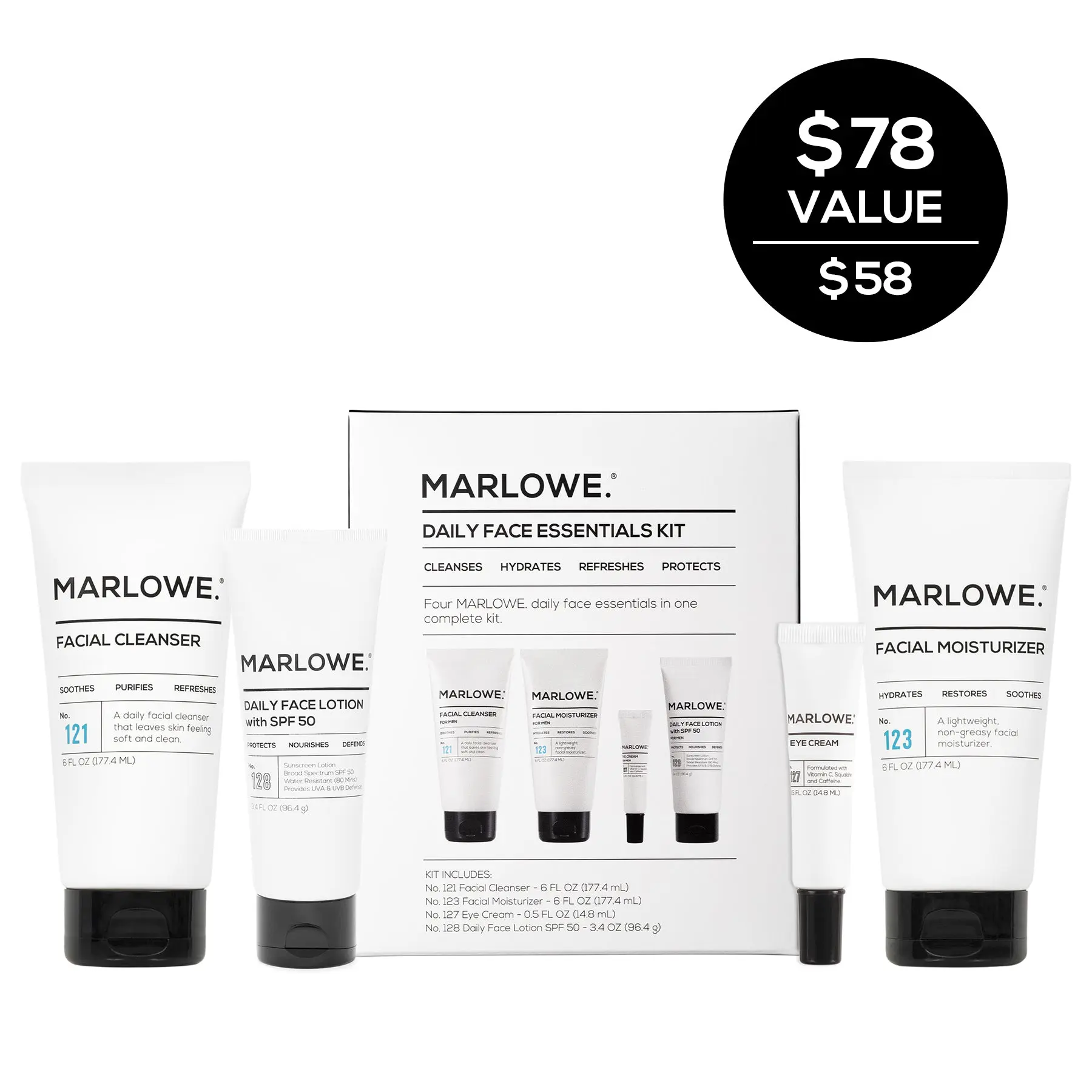 No. 204 Daily Face Essentials Kit - Cleanser, Cream, Moisturizer & More Facial Gentle