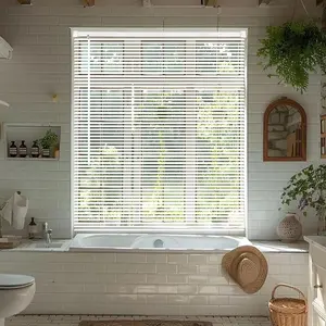 Cordless Vinyl Mini L Blinds 22" W x 72" H, 1" Slat White Horizontal Window Blind for Door Shades Camper Light Filtering Interiors Arrive 1/2 Inch Narrower Indoor
