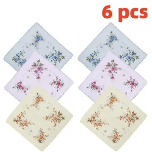 12 Pcs Women Vintage Floral Cotton Handkerchiefs - 11.81in, Soft High-Quality with Small Floral Patterns and Crescent Edges Perfect for Parties Weddings and Fashion Accessories Women Handkerchiefs Suitable for Daily Carrying,Textiles & Soft Furnishings