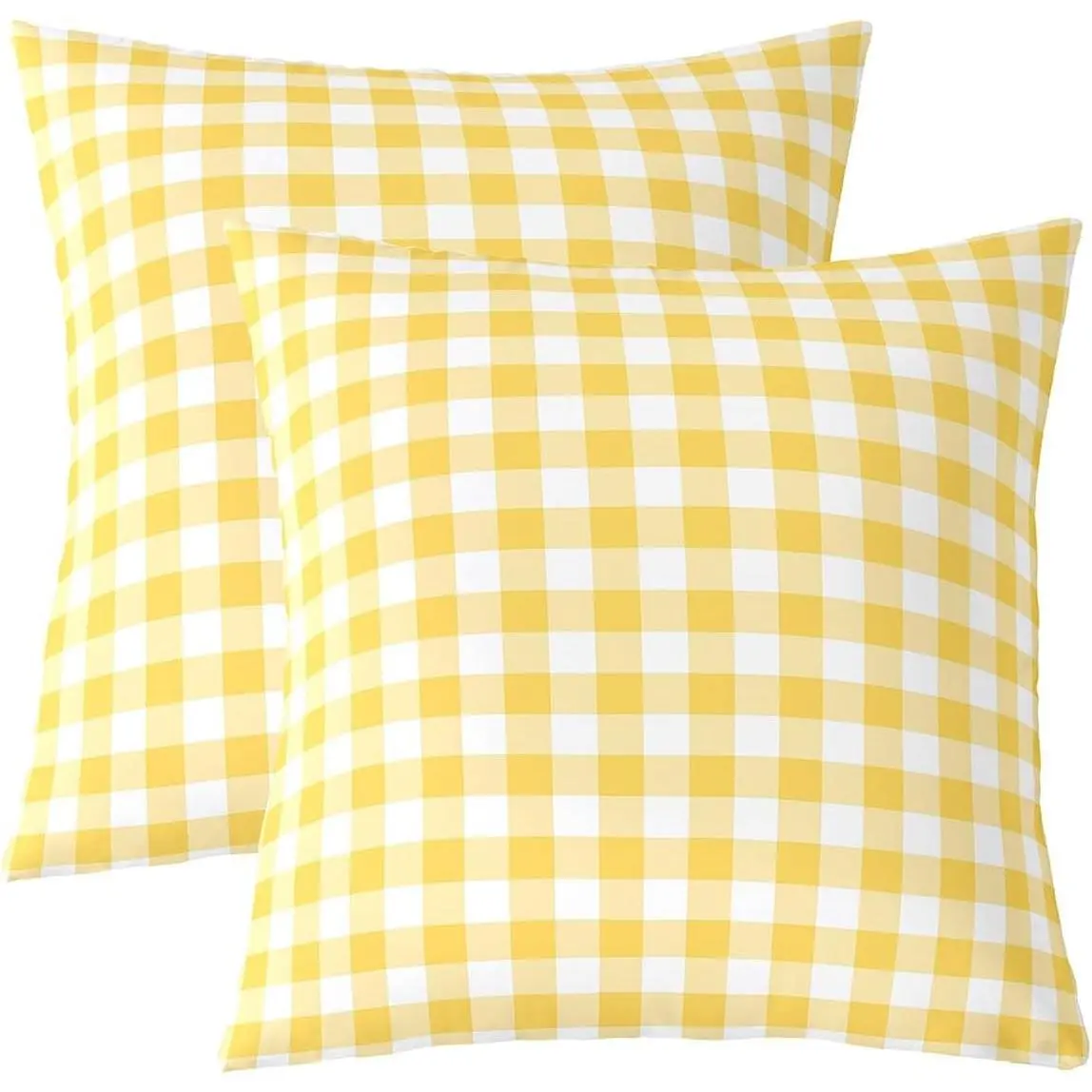 Feelyou Multi-Size Gingham Print Pillow Cover - Yellow and White Checkered Look Cushion Cover, Modern Vintage Grid Plaid Design, Whimsical Home Decor for Living Room-Office Room House Decor