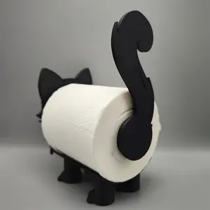 Black Cute Cat Toilet Paper Holder Restroom Suitable for Paper Towel Tube Diameter 38mm-41mm/1.50in-1.57in, The paper towel in the picture is used as an example, and the product does not include toilet paper