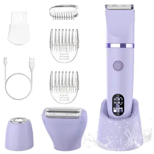 3-In-1 Electric Shaver, Ipx7 Waterproof, Bikini Trimmer, Wet & Dry Use, Pain-Free Personal Groomer, LED Display, Replaceable Heads