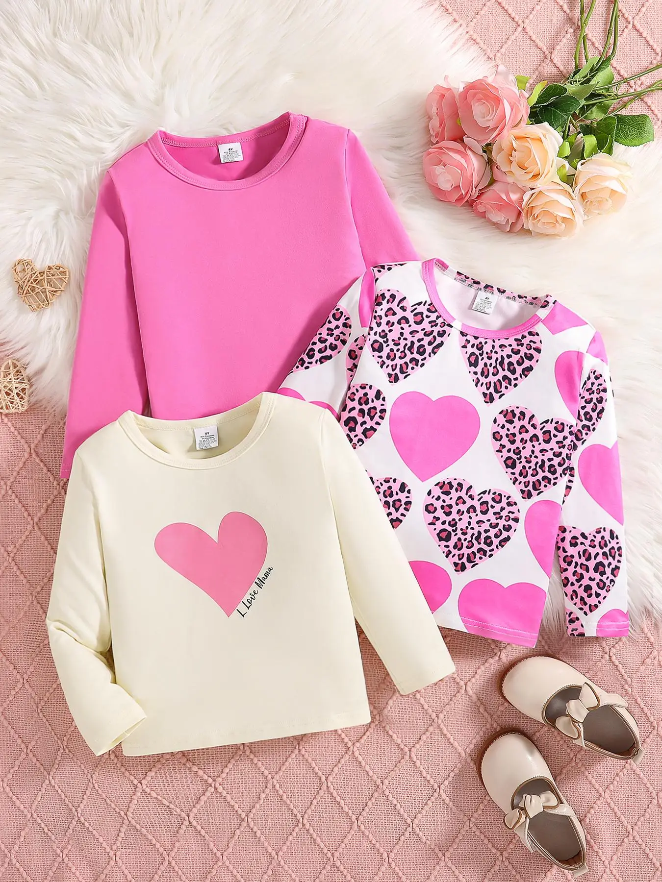 Girl's Colorblock & Leopard Print & Heart Print Hoodie, Casual Soft Comfy Long Sleeve Hooded Sweatshirt for Spring & Fall, Kids Clothes for Daily Wear