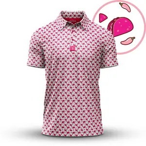[SHIP FROM US] Pink Taco Men’s Polo Shirt – Funny Food Graphic Polo, Casual Summer Shirt for Men, Novelty Gift