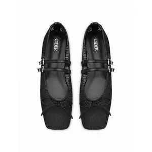 Cider BOWKNOT DOUBLE STRAP MARY JANE FLATS