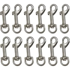 12 Pcs 5cm Zinc Alloy Swivel Eye Trigger Snap Clip Hooks for Dog Pet Leashes Men Keyrings Key Chains Hiking