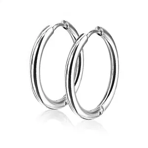 Silver Surgical Steel Earring Hoop 20 Gauge With Hinge - Pair