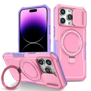 Magnetic Suction Lens Push Window Phone Case, Shockproof Phone Protective Cover, Phone Accessory Compatible with iPhone 16 15 14 13 12 11 Pro Max, Casing