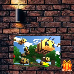 Funny Game Pixel Art 1pc, 18x12 Inch Unframed Canvas Poster |   Abstract Mural Print, New Year Gift, Bedroom, Office, Living Room, Coffee Shop Decoration