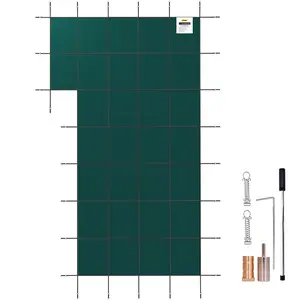 【Spotlight Day】VEVOR Inground Pool Safety Cover, 18 ft x 34 ft Rectangular Winter Pool Cover with Left Step, Triple Stitched, High Strength Mesh PP Material, Good Rain Permeability, Installation Hardware Included