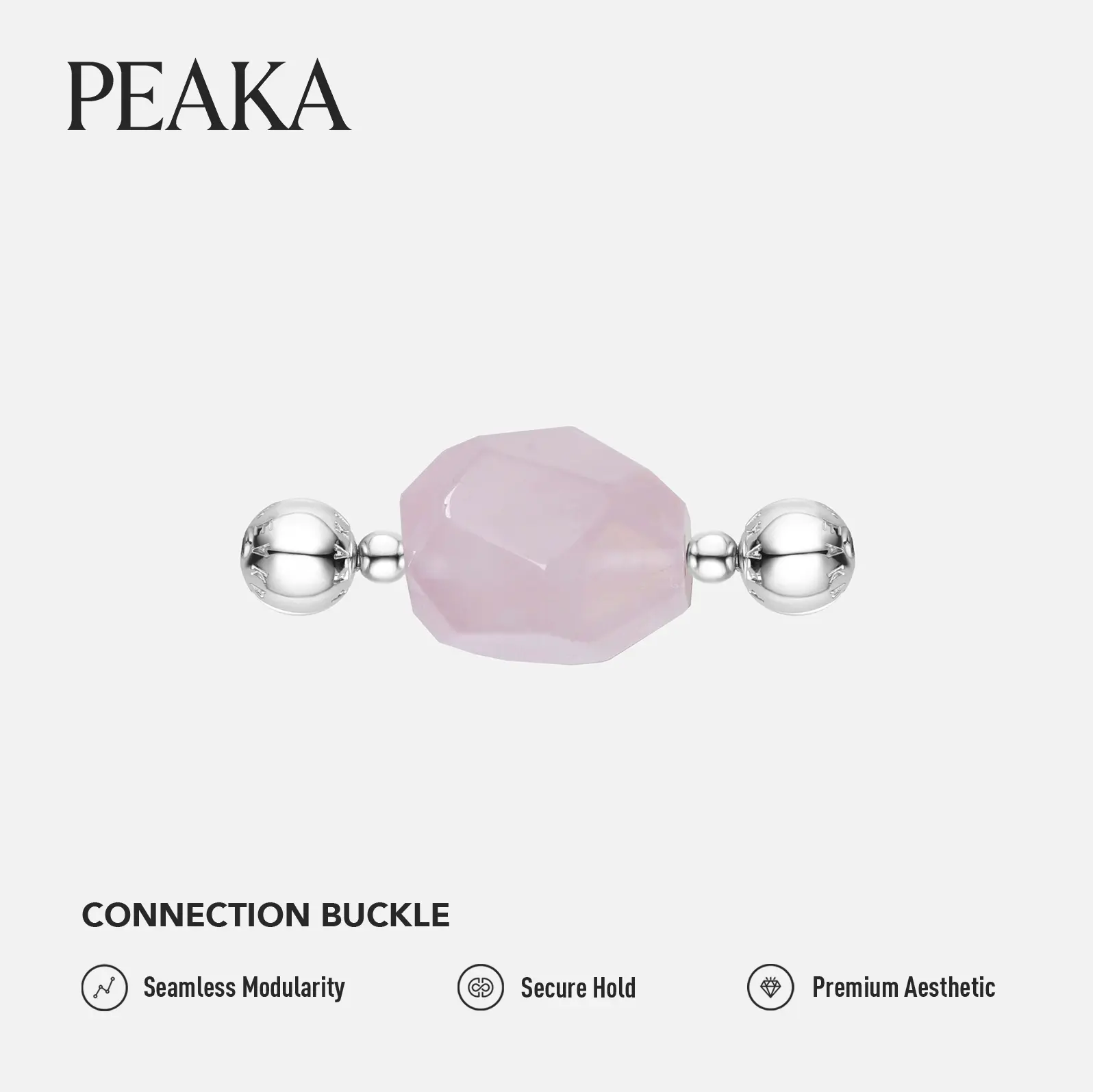 Peaka Rose Quartz Charm Pendant for Women, Magnetic Clasp Jewelry