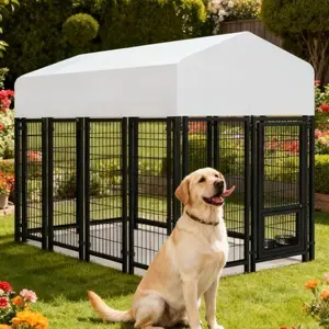 ORANLAND 7.8x4x5FT Outdoor Dog Kennel for Large Dogs Extra Heavy-Duty Welded Wire Playpen with Lockable Door Waterproof Roof UV-Resistant Anti-Rust Construction