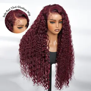 Wiggins Hair Pre-cut 13x4 Deep Wave Cherry Cola Red Color Glueless Wig Frontal Wigs Human Hair