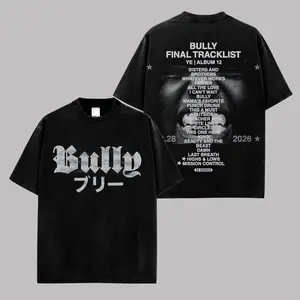 Bully Album 12 Tracklist Premium Washed Cotton T-Shirt (Made In US), Hip Hop Rap Graphic Tee, Urban Streetwear Shirt, Music Album Inspired Tee, Vintage Rap Merch, Unisex Fan Gift