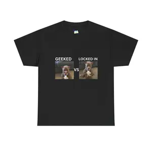 Geeked Vs Locked In Dog Funny T-shirt, Made in USA knitted pure cotton comfortable shirt