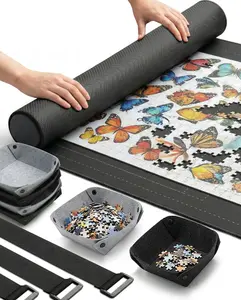 Jigsaw Puzzle Mat Roll Up, 45” x 29.5” Puzzles Matt Rollup Storage Up to 2000 Pieces, Non-Slip Rubber Bottom & Smooth Top, Portable Saver Pad Organizer Accessories Puzzle Anti-Scatter Blanket