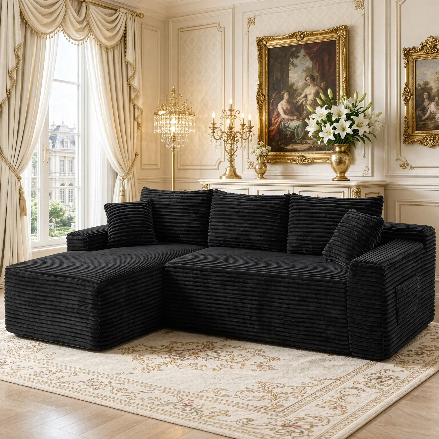 94.5" Sectional Sofa Couch Modular Couches with L-Shape Chaise,Modern Upholstered Cloud Sofa for Living Room Bedroom,Deep Seat Corner Couch,No Assembly Required