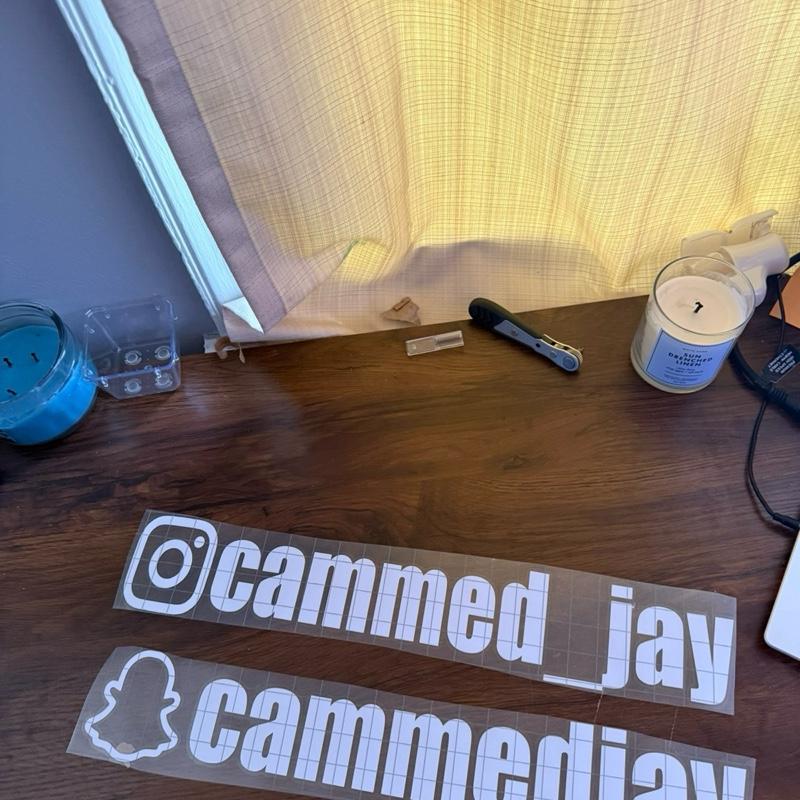 Custom Instagram Snapchat Tiktok Handle Decals for Car Windows Cups Tumblers Laptops High Quality Vinyl Decals Truck Sticker Easy Application