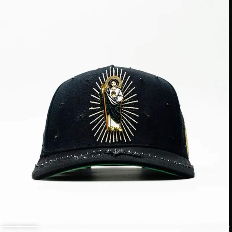 Hat San Judas Black Rosario Crystals