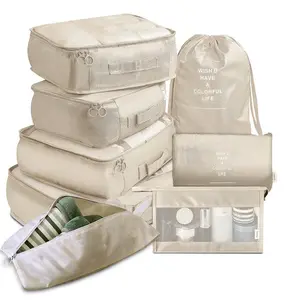 Packaging Cubes for Travel Luggage Organization, Includes Laundry Bag, Compression Shoe Bag, Clothing Underwear Organizer, Essential Travel Accessory