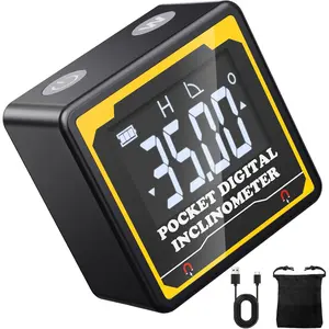Digital Angle Finder,Pocket-Sized 1.42? 4-Sided Inclinometer with Backlit LCD,+-0.2? ,USB-C Rechargeable,IP54  for Construction,Metalworking&DIY Projects
