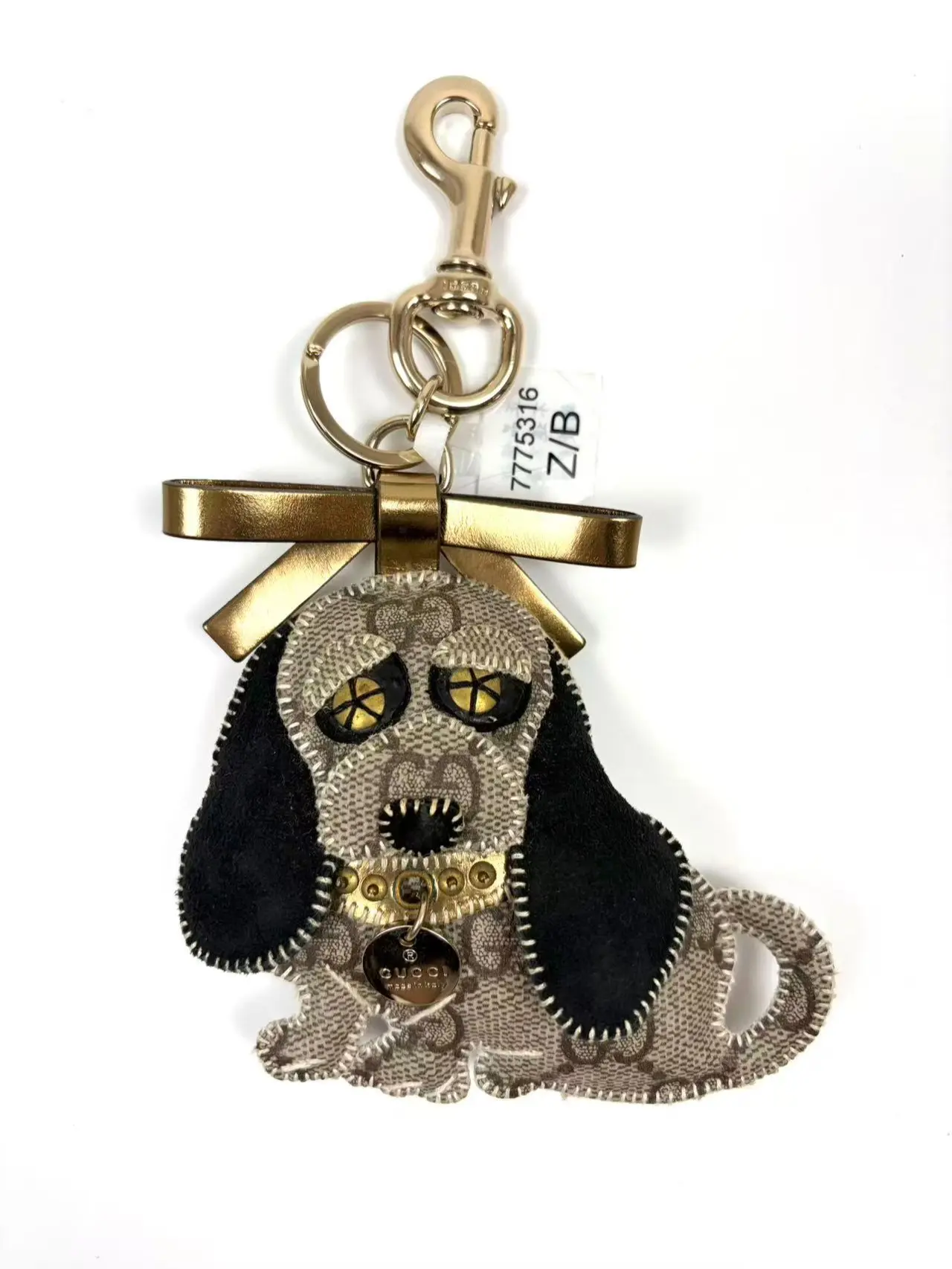 Pre-owned GUCCI canvas Bag Accessories Dog Shaped Bag Charm, Pre Loved Luggage & Bag Accessory
