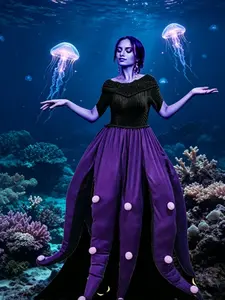 Halloween Costume Black Purple Octopus Octopus Adult Long Tentacle Cosplay Dress Party Prom