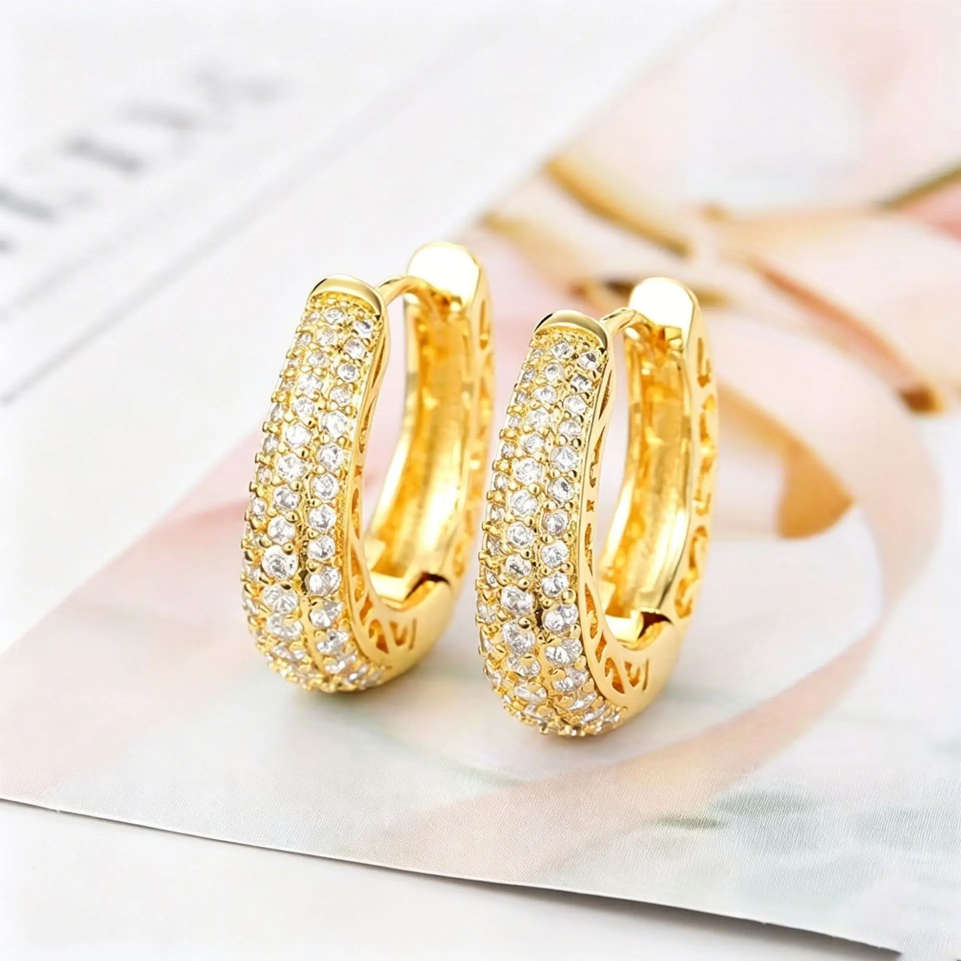 High-Quality Unisex Hoop Earrings | Openwork Zircon Hoops (Fully Paved) | Everyday Decorative Accessories
