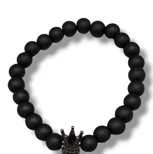 Crowns of Stones Black Beaded Stretchy Bracelet (Assorted Colors)