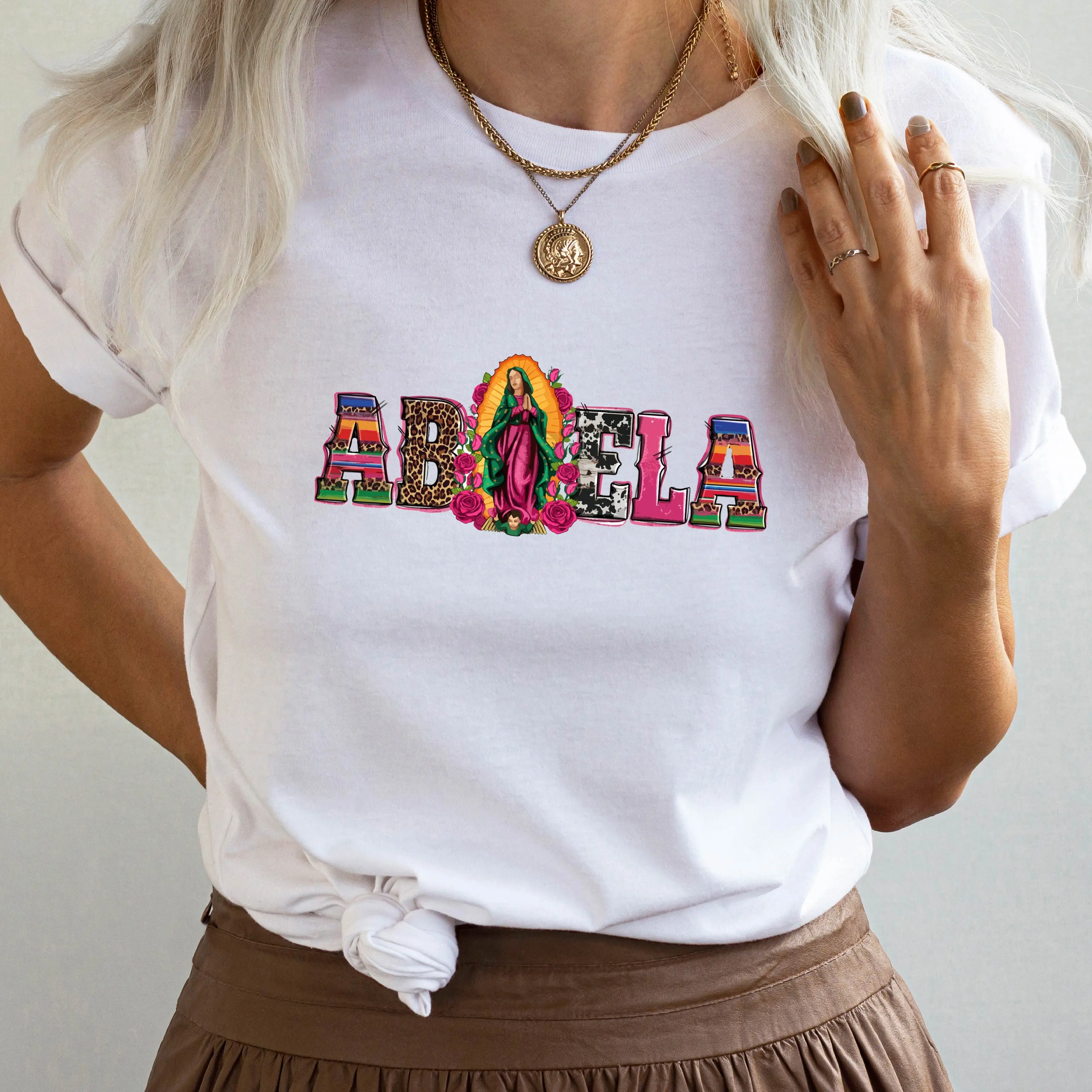 Abuela Virgin Mary Shirt, Abuela Gift for Grandma T-shirt, Mexican Latina Abuela Tee, Regalo Para Abuela Shirt, Grand Mom Gift Idea T-shirt