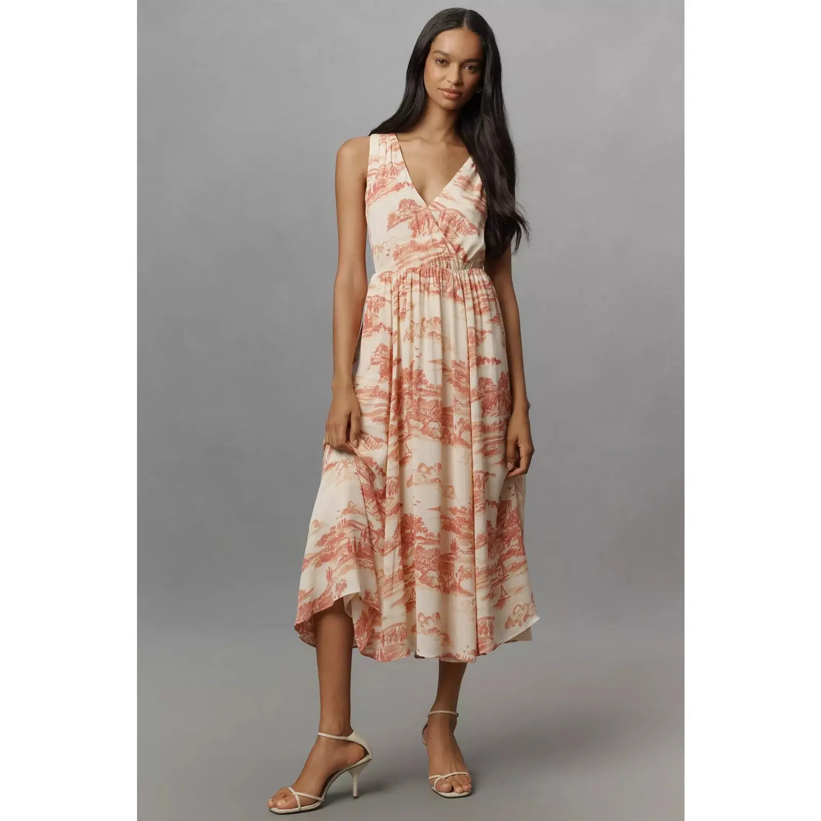 Anthropologie Reformation Farah Sleeveless V-Neck Midi Dress $248 Sz 8 Ivory