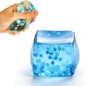Slow Rise Stress Balls- Square Ice Cube with Snowflakes Inside, Sensory Fidget Toys for Anxiety Relief in Adults & Kids, Calming Squishy Kawaii Squishies for Classroom Prizes & Office Desk, Relaxation Gift