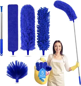 100 Inch Extendable Feather Duster – 5-in-1 Microfiber Feather Duster Kit for Ceilings, Fans, Blinds & Cars