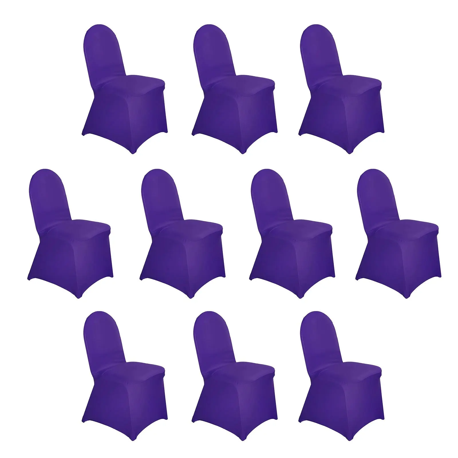 10-Pack Spandex Custom-Fitted Banquet Chair Covers, Purple Stretchable Washable Slip-On Slipcovers for Parties, Decorative Dining Chair Slipcovers, Washable Chair Slipcovers, Party Chair Covers