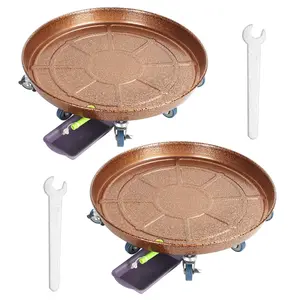 2Pcs 20in Plant Caddy with Wheels, Heavy Duty Rolling Plant Stand, Indoor Outdoor Planter Dolly with Drainage Tray, Rolling Saucer for Large Heavy Plants
