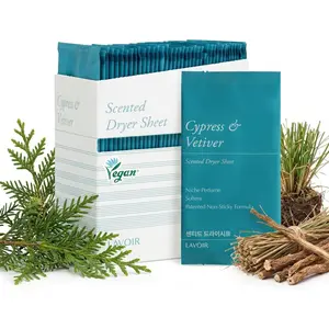 Scented Dryer Sheets, Pre-Moistened Softener Sheets, Luxurious Cypress & Vetiver Scent, Reduces Static, Fights Wrinkles, Plant-Based, Dermatologically Tested, Individually Wrapped 40 Ct