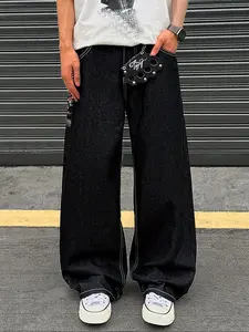 Plus Size Loose Classic Y2K Cherry Blossom Embroidered Jeans, Comfortable Denim Jeans for Women, Trendy Fashion Clothing