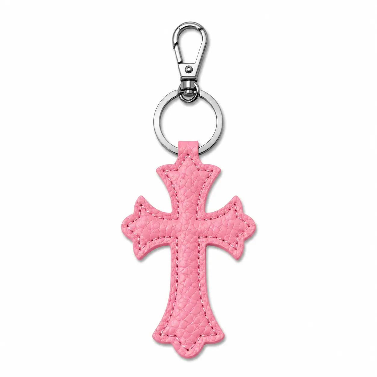 Elegant Leather Cross Purse Charm Silver Key Ring for Women