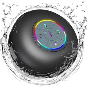 Waterproof Bluetooth-compatible Speaker with LED Light, Portable Wireless Mini Speaker, Ipx4 Waterproof, Ideal for Bathroom, Kitchen, Outdoor Use