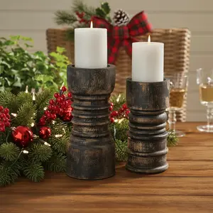 Rustic Black Candle Holders