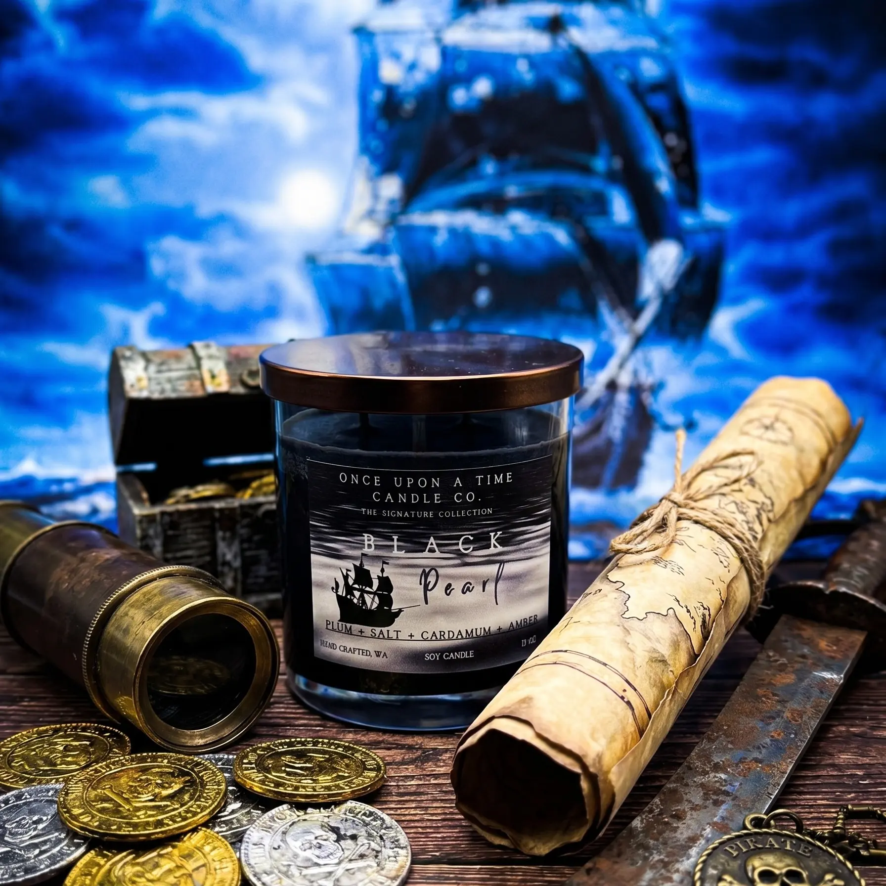 Black Pearl, Pirates of the Caribbean Soy Wax Candle, Plum & Cardamom