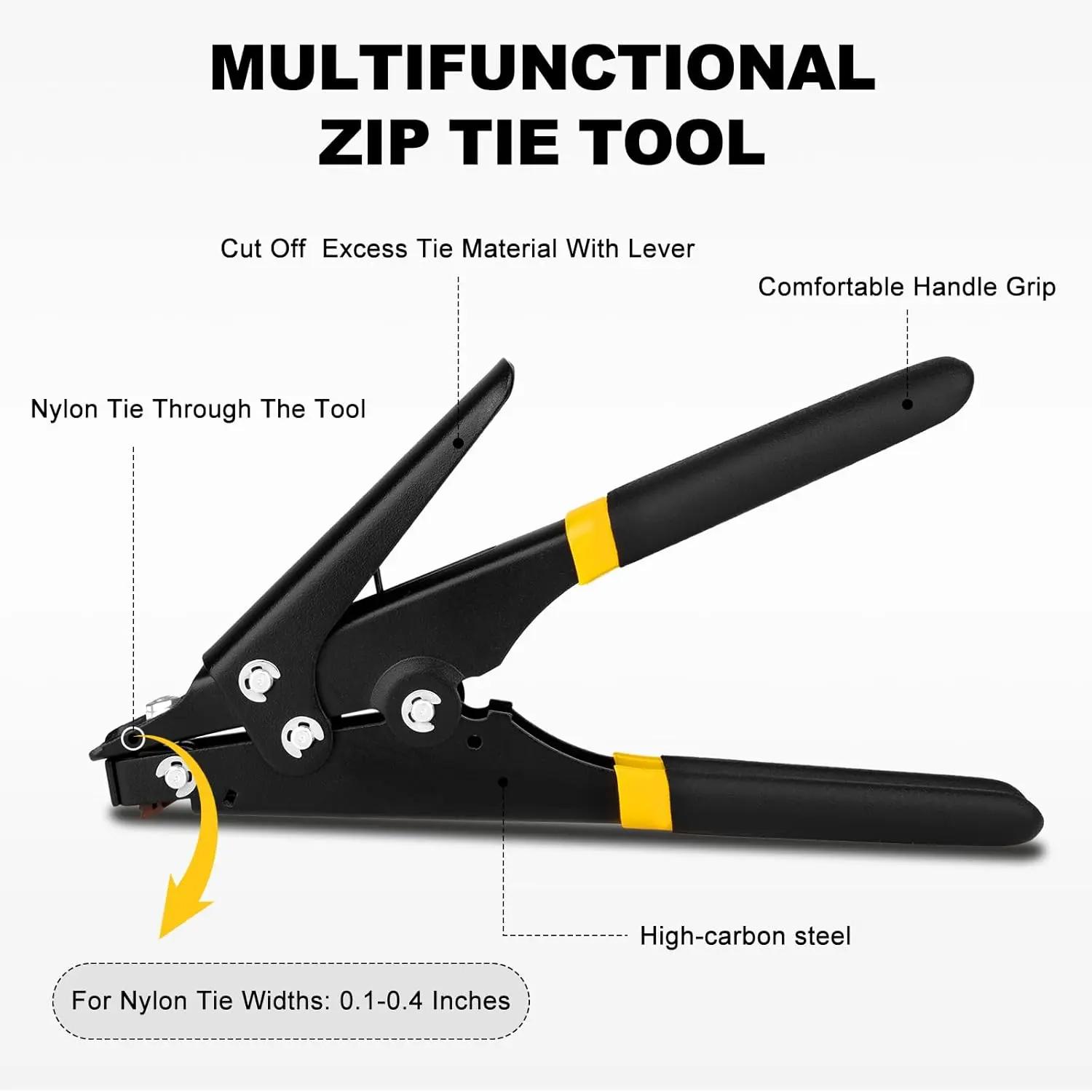 Zip Tie Tool, Tensioning and Cutting Tool for Fastening and Cutting Plastic or Nylon Cable Tie, Cable Tie Gun for Cable Management, Zip Tie Tightener with Ergonomic and Portable Design