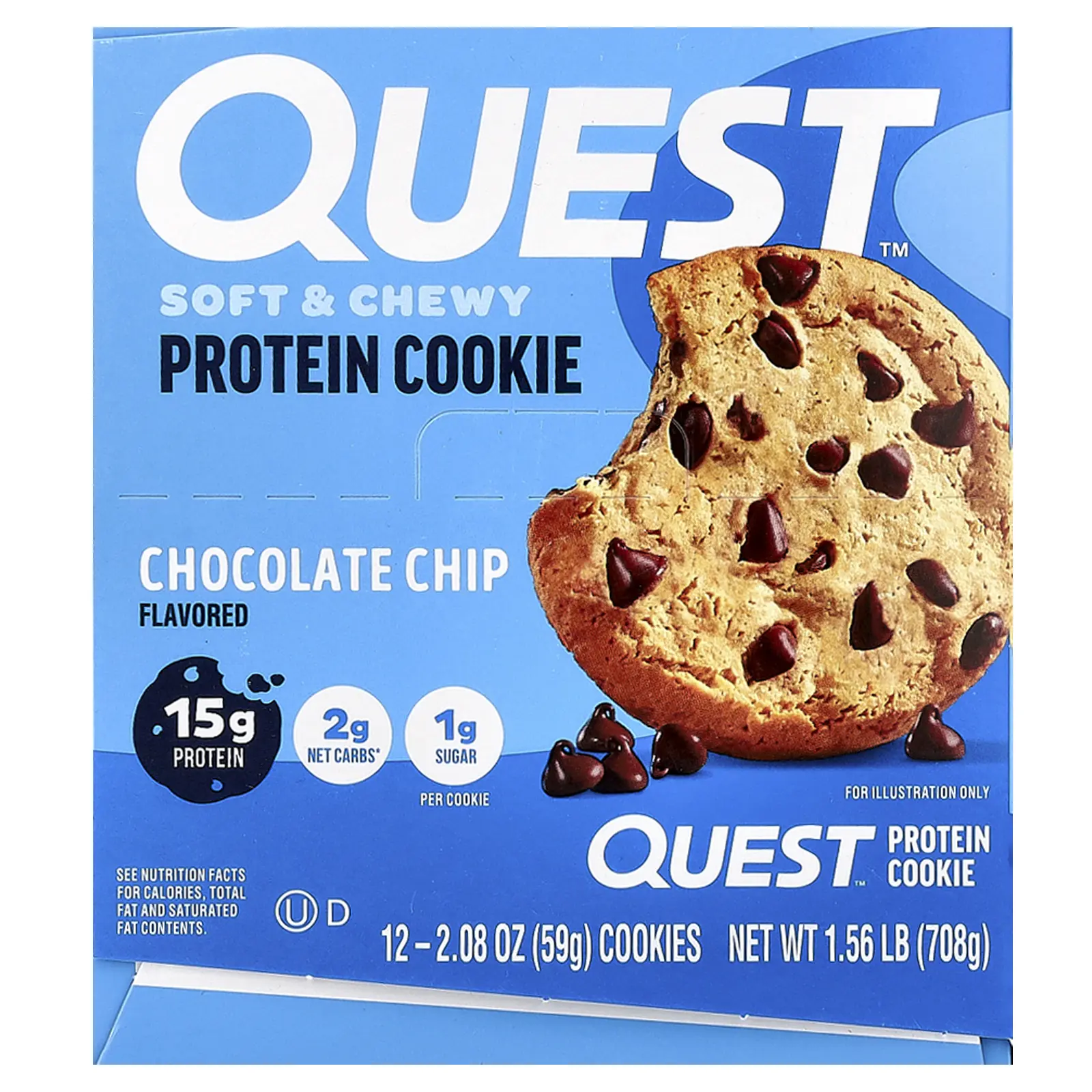 Quest Nutrition Protein Cookie, Chocolate Chip, 12 Cookies, 2.08 oz (59 g) Each
