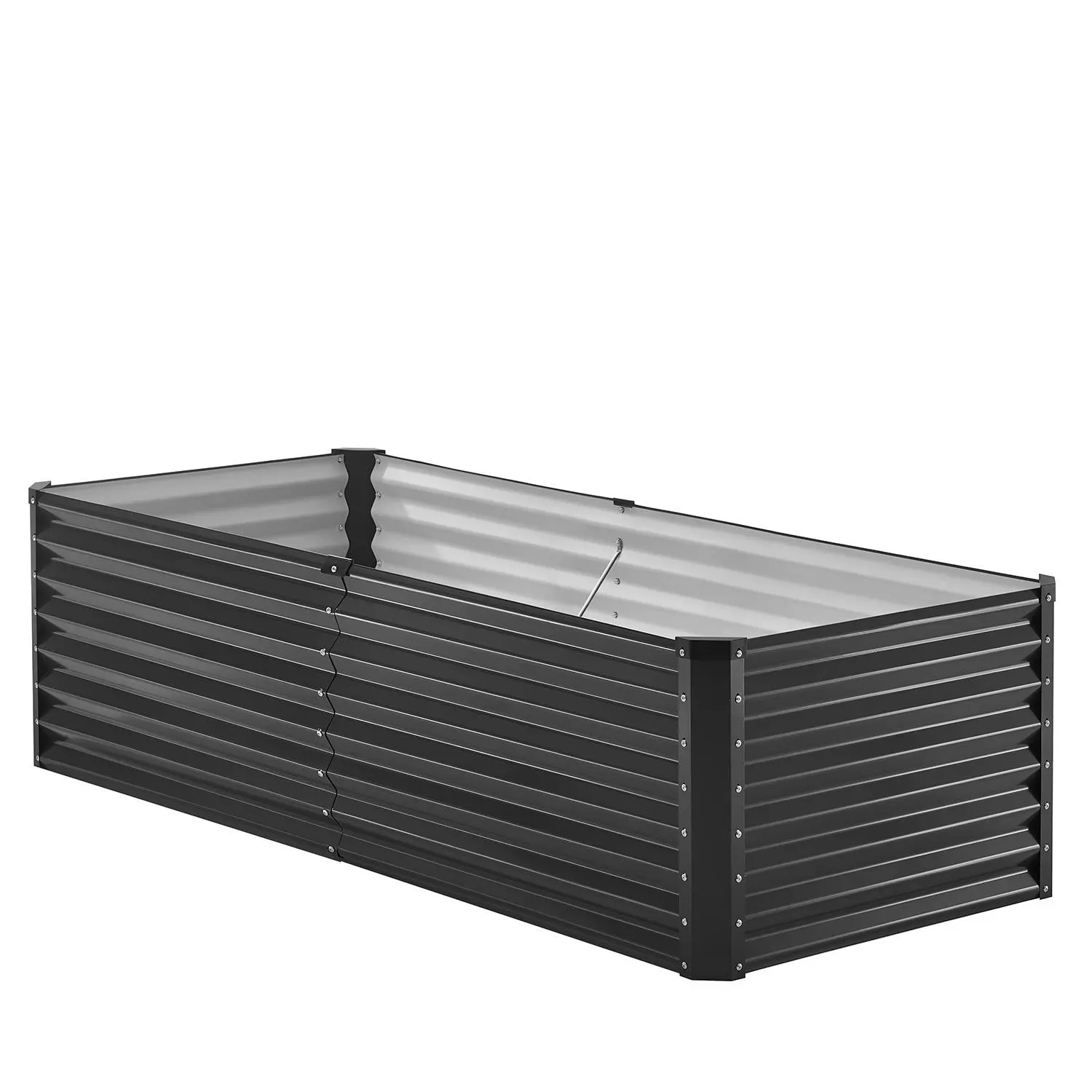 【Summerfinds】VEVOR Metal Raised Garden Bed, 6 x 3 x 2 ft Outdoor Galvanized Planter Box, with Open Bottom, Large Planter Raised Bed for Gardening Vegetables, Flowers, Herbs, and Succulent Plants, Dark Gray